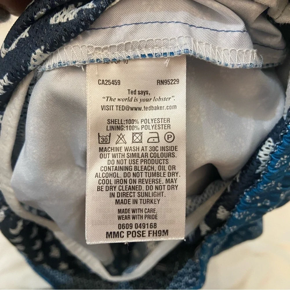 Ted Baker Teal Patterned Swim Trunks Shorts Size 3 - 2981